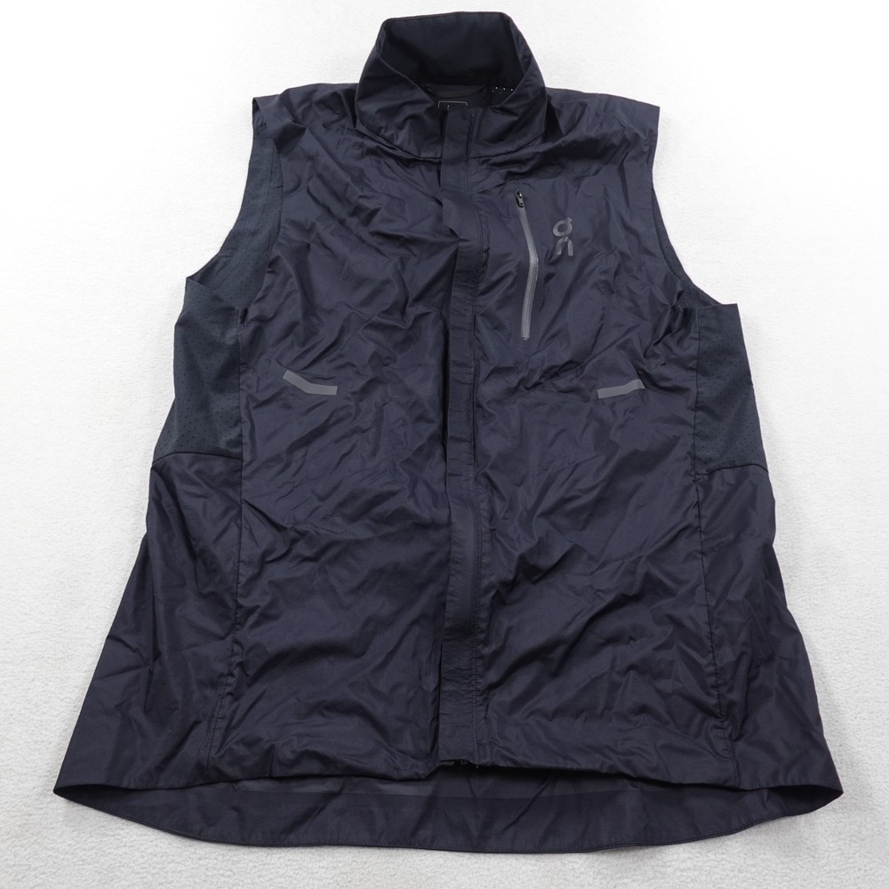 On Cloud Weather Vest Mens Large Black Lightweight Running Reflective Windproof
